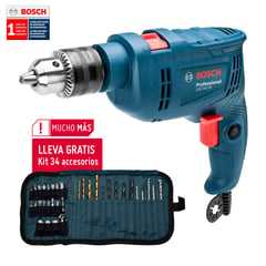 BOSCH - Kit Taladro Percutor 1/2 Pulgada 550W GSB 550 RE + 34 Accesorios