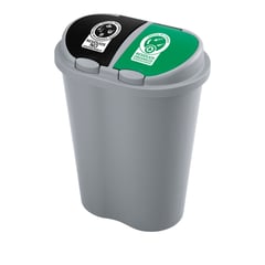 RIMAX - Caneca Plástica Push 50L Negro Verde Con Tapa