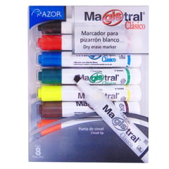 AZOR - Marcador Borrable Magistral Clásico x8 Colores