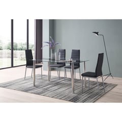 JUST HOME COLLECTION - Juego de Comedor Vidrio Flash 6 Puestos 150x90x75cm