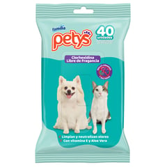 PETYS - Paños Húmedos Para Perro Con Clorhexidina x 40Und