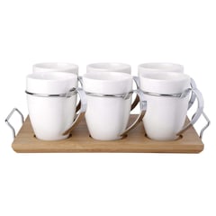 JUST HOME COLLECTION - Mug 6 Unidades Con Base Bambu