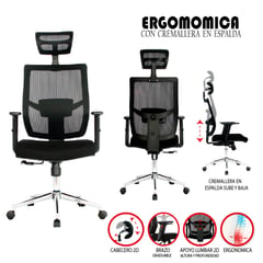 GENERICO - Silla Oficina Popayan 108X62X48 Negro