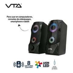 VTA PLUS - Kit Parlantes Para Gamer 8W Rms Luces Led Multicolor