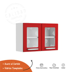 BERTOLINI - Mueble Superior Cocina con Vidrio 80x52 cm Rojo