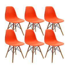 OR DESIGN - Setx6 Silla Comedor Eames Patas Madera Naranja