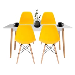 EKONOMODO COLOMBIA - Comedor White 73X120X60 + 4 Sillas Eames Amarillo