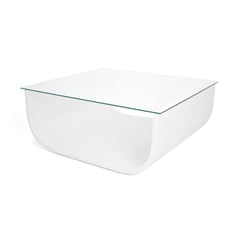 ROCA - Mesa Centro Lincoln 25.5X63X56 Blanca Tapa De Vidrio