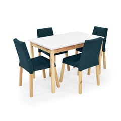 ROCA - Juego de Comedor Mesa Teba Madera + 4 Sillas Cataluna Azul