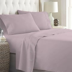 JUST HOME COLLECTION - Juego De Sabanas King 100% Polyester Rosa Flor Salto