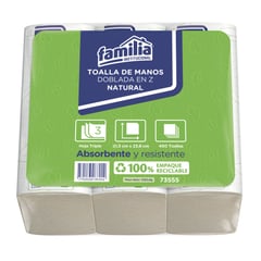 FAMILIA - Toallas De Papel En Z Triple Hoja Natural De 450 Unidades