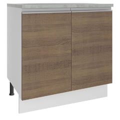 MADESA - Mueble de Cocina Bajo Glamy 80 cm 2 Puertas - Blanco/Marrón