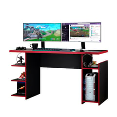 MULTIMUEBLES - Consola Mesa Gamer Negra Rojo 74X136X54