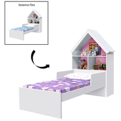 MUEBLES 2020 - Cama Infantil Ariel 108X160X224 Cm Blanco/Rosa Flex