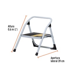 PRETUL - Escalera Tubular Plegable De 1 Peldaño Antideslizante