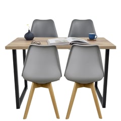 EKONOMODO COLOMBIA - Comedor Industry 4 Puestos 120X73X60 + Silla Milano 83X46,5X38 Gris