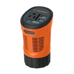 TRUPER - Inversor De Corriente Tipo Vaso De 120 W Con 1 Toma Y 2 Usb