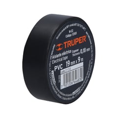 TRUPER - Cinta De Aislar Profesional De Pvc Negra De 9 M X 19 Mm