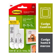 COMMAND - Pack Surtido Tiras X 16 Pares: 8 Xl, 6 Grandes, 2 Medianas