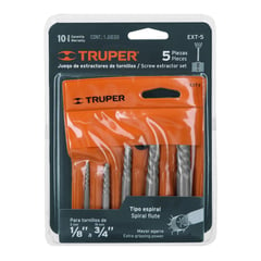 TRUPER - Juego de 5 Extractores de Tornillos 1/8 Pulgadas hasta 3/4 Pulgadas