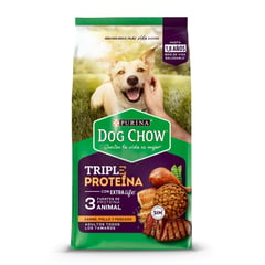 DOG CHOW - Alimento Seco Triple proteína Adultos 8 Kg