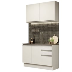 MADESA - Cocina Integral Glamy 1.20 Metros con Mesón de Acero - Blanco