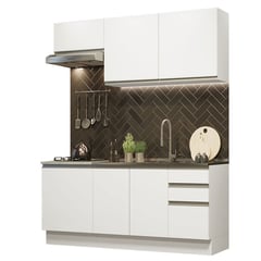 MADESA - Cocina Integral Glamy 1.80 Metros con Mesón de Acero - Blanco 02