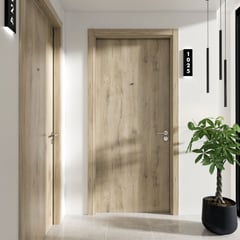 GENERICO - Kit Puerta De Seguridad Madera 100cm X 235cm Macadamia