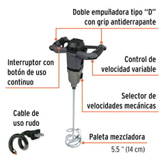 TRUPER - Mezcladora Eléctrica Industrial Doble Engranaje