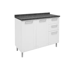 BERTOLINI - Mueble base de cocina 85x105x43cm con mesón 2 cajones 3 puertas Blanco