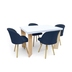 HOGAR VENECIA - Juego Comedor 4 puestos Sevilla 78,5X120X80 Sillas Plomo