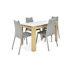 ROCA - Juego Comedor 4 Puestos Fraga Palermo 77X120X76 Plata