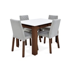 ROCA - Set Comedor 4 Puestos Fraga Cataluña 77X120X76 Plata