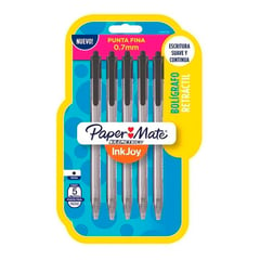 PAPER MATE - Esfero Kilometrico Bolígrafo Retráctil Gel X5 Unidades