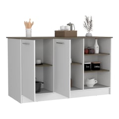 VIRTUAL MUEBLES - Barra De Cocina  2 Puertas 90x150x67cm Blanco