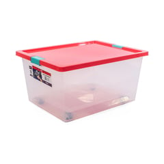 ESTRA - Caja Organizadora Broche Y Ruedas 47x31x62 Cm 55 L Coral-Azul