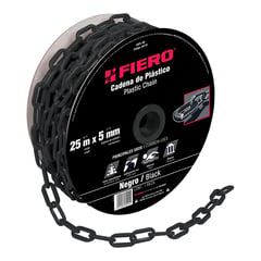 FIERO - Carrete de Cadena Plástica Negra de 25 M. Espesor 5 Mm