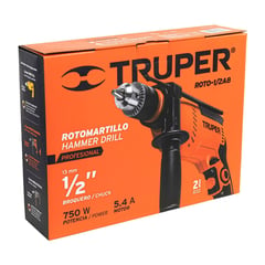 TRUPER - Taladro Percutor 1/2 Pulgada Reversible 750 W con Mango de Apoyo