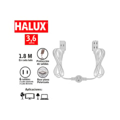 HALUX - Extensión Eléctrica Dual Calibre 14/3. 3.6 Metros