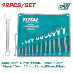 TOTAL TOOLS - Juego de Llaves Combinadas 12 Piezas 6 - 24 mm