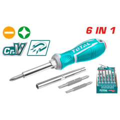 TOTAL TOOLS - Destornillador con 6 Puntas Intercambiales Sl - Ph