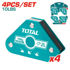 TOTAL TOOLS - Juego 4 Escuadras Magnéticas de Acero 45° 90° 135° Fuerza de Tiro 10 Libras