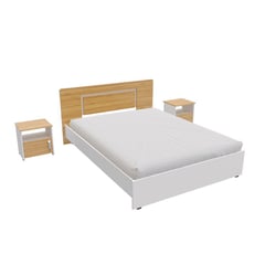 MADERKIT - Combo Cama Doble 81.2X151X201.6cm + Mesas de Noche Neus Duna Blanco