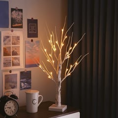 LIENXO - Árbol de Navidad Abedul con Luces Ópticas Led 60cm 24 Luces