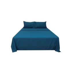 undefined - Sábana Doble Natural Hometex Azul Petróleo Hometex