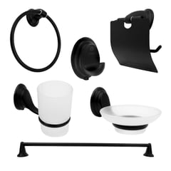 BOCCHERINI - Kit Accesorios de Baño X 6 Piezas en Zinc Negro