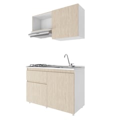 JUST HOME COLLECTION - Cocina Integral Arezzo 1.20 Metros Bali Incluye Mesón Poceta Derecha Con 2 Fogones A Gas