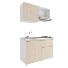 JUST HOME COLLECTION - Cocina Integral Arezzo 1.20 Metros Bali Incluye Mesón Poceta Derecha Con 2 Fogones A Gas