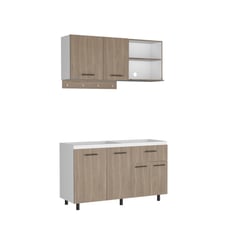 JUST HOME COLLECTION - Cocina Integral Alani 1.50 Metros Bardolino/Blanco Incluye Mesón Liso Poceta Izquierda