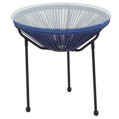 JUST HOME COLLECTION - Mesa Rattan Sintético Acapulco Cozumel 50 Cm Azul